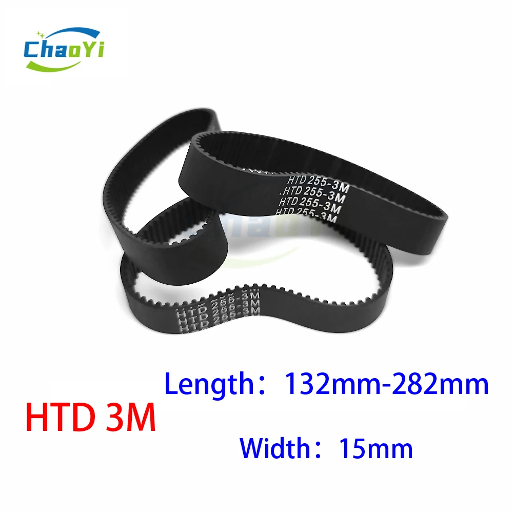 HTD 3M Rubber Timing Belt Length 246 249 252 255 258 261 264 267 270 273 276 279 282mm Width 15mm 252-3M 255-3M 3M Drive Belt