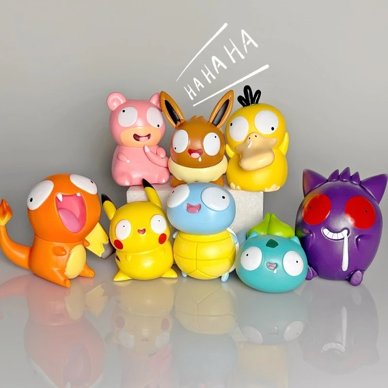 

Pokemon Silly Figurines Kawaii Big Eyes Figure Fool Squirtle Funny Charmander Bulbasaur Cute Accessory Car Decoration Toys Gift