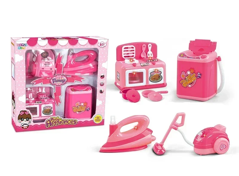 

4pcs/set Play house toys Simulated Mini Electrical appliances washing machine Iron Vacuum cleaner Microwave gift