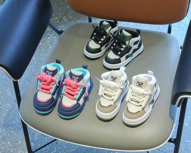 2026 Neue Kinder-Sportschuhe für Frühling und Herbst – Trendige High-Top-Freizeitschuhe für Jungen und Mädchen – Modische Dopamin-Laufschuhe – Detail 4