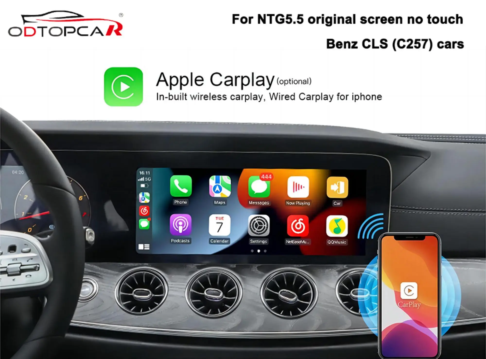 Wireless Car Play Adapter for Mercedes CLS C257 NTG 5.5 System 12.3 inch Touch Screen Ai BOX Android 13 System Wireless CarPlay