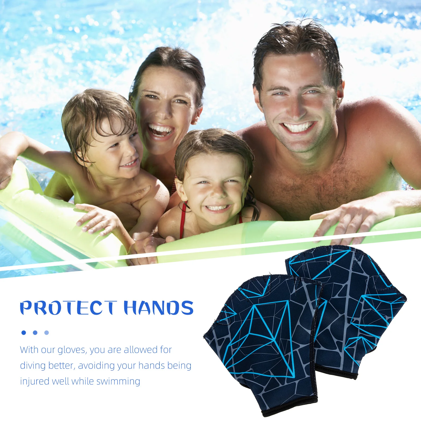 

1Pair Webbed Swim Gloves Premium Adjustable Water Resistance Aquatic Fitness Gloves Pool Exercise Training Props