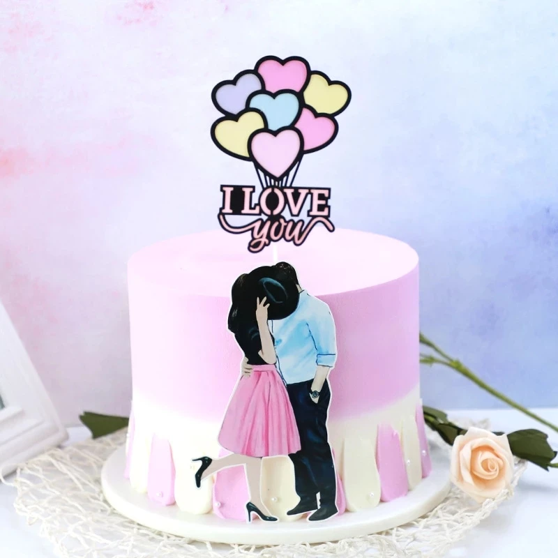 I Love You Cake Topper, Lovers Kiss Toppers, Couple, Kids, Girls, Happy Birthday, Wedding, Bride Party, Baking DIY Decor, Xmas