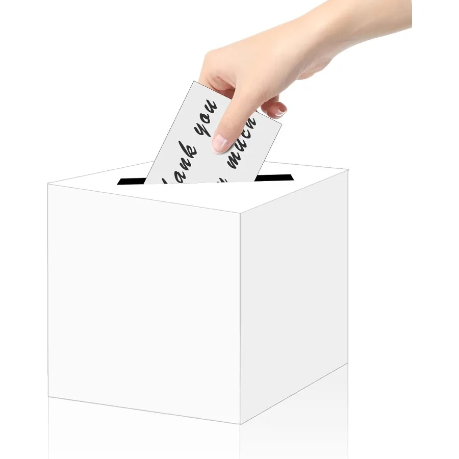 2 Pcs White Card Box Diy Gift Card Box Holder for Wedding Reception Baby Shower Bridal Shower Birthday Party Supplies