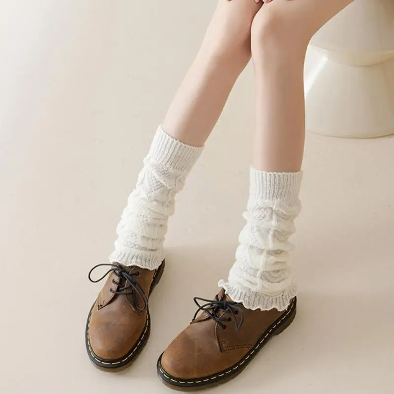 L5YC Estética Estética Cabe cable Femenina Estecadura pierna Stretch Covers Boot Covers Sweet Rusfled Trims Plised