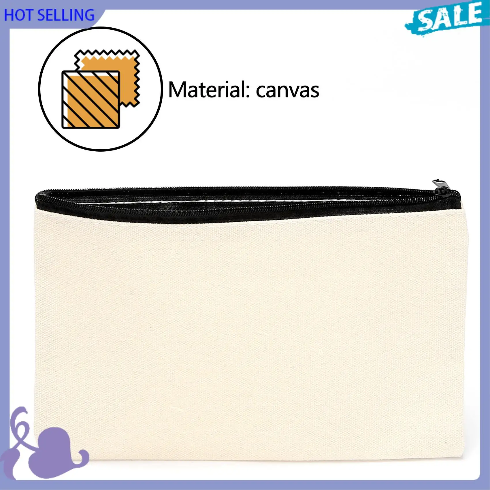 

ABVB-50Pcs Canvas Zipper Bag Pencil Case Cosmetic Bag Blank Bag DIY Craft Bag Cosmetic Bag Cosmetic Bag DIY Craft School