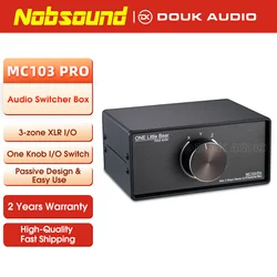 Nobsound Mini 3 Way Audio Mechanical Switcher XLR Balanced Passive Selector Stereo 1(3)-IN-3(1)-OUT Splitter Box