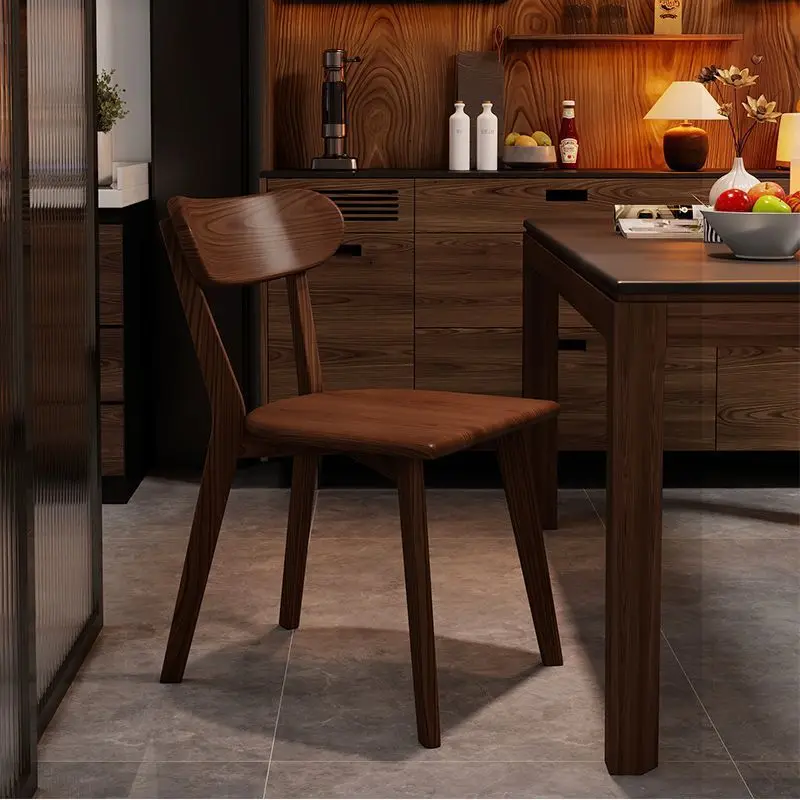 

Solid wood chair dining household dining table study simple back retro Italian restaurant