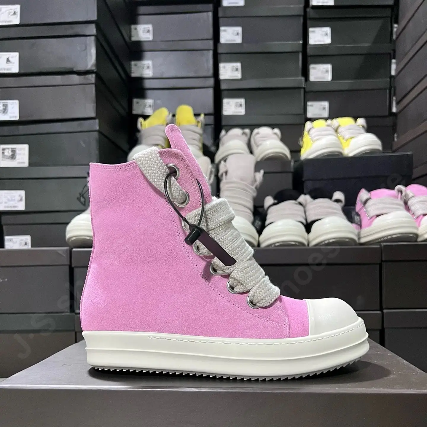 Ricks Men Shoe Pink Suede Ankle Boot Outoor Boots High Top Casual Shoe Owens Leather Zip Women Sneaker Design Cowhide Flat Shoes