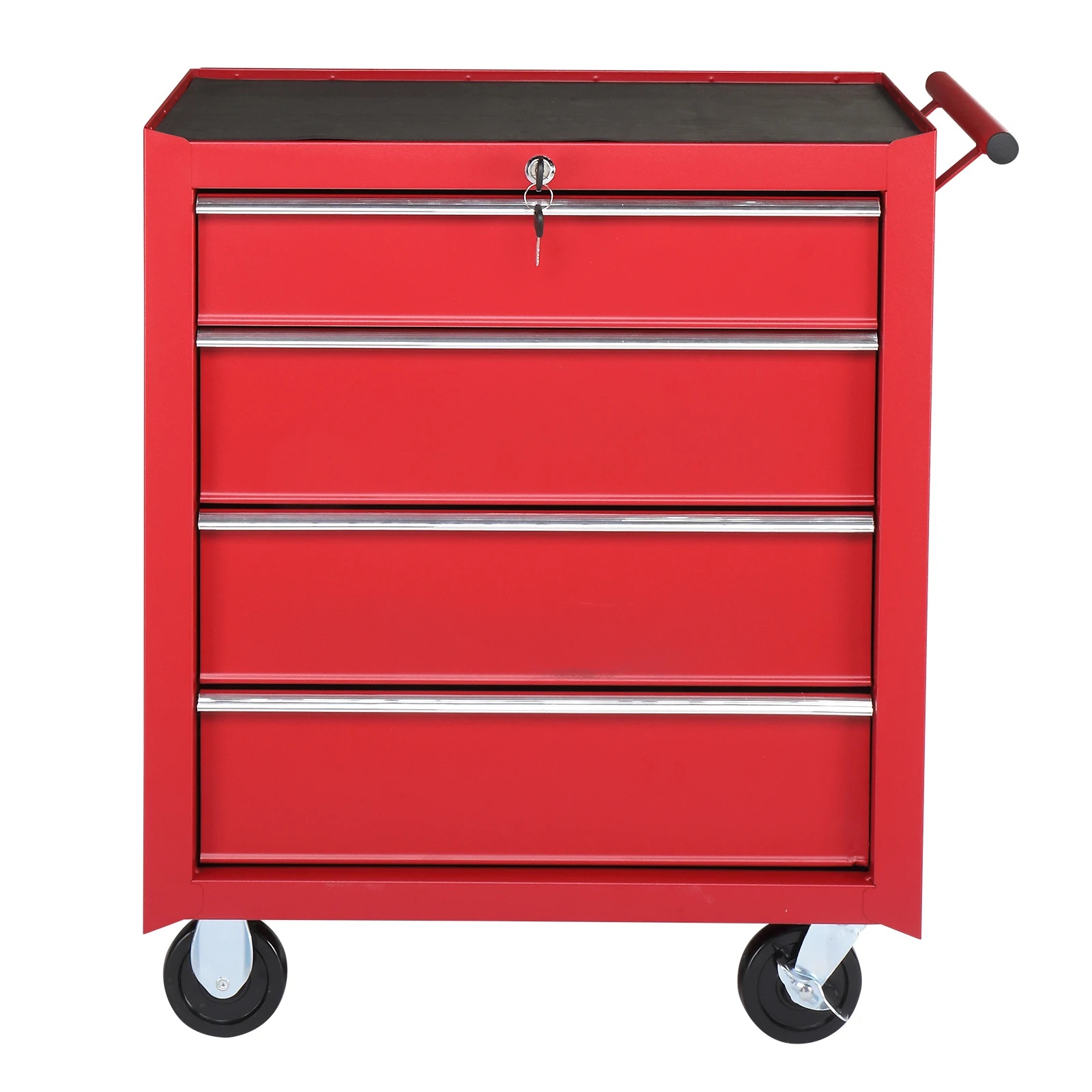 Steel maintenance tool cart single base cabinet 4 drawers 330lb red