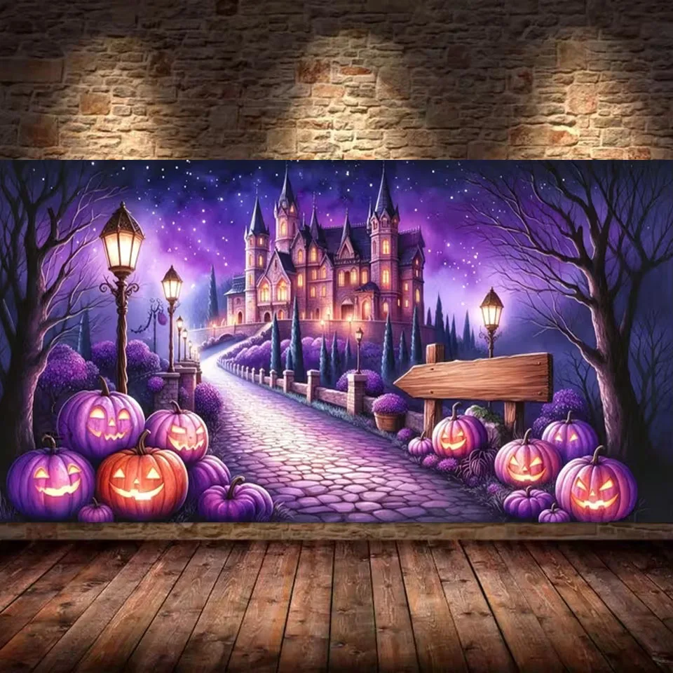 DIY Diamond Painting Kit Happy Halloween Night Pumpkin Ghost Cartoon Full Drill Diamond Embroidery Home Wall Decor Gift