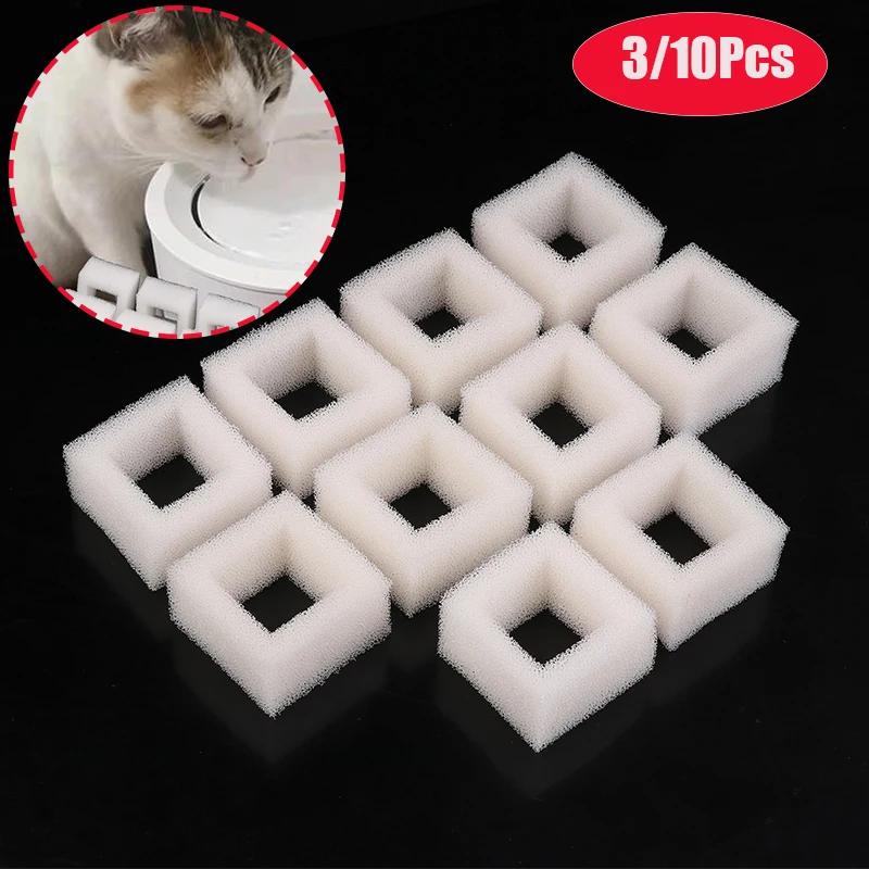 3/10Pcs Cat Water Fountain Water Pump Foam Filters Compatible With Square Dispensers Pre-Filtered For Fresh Clean Drinking Water