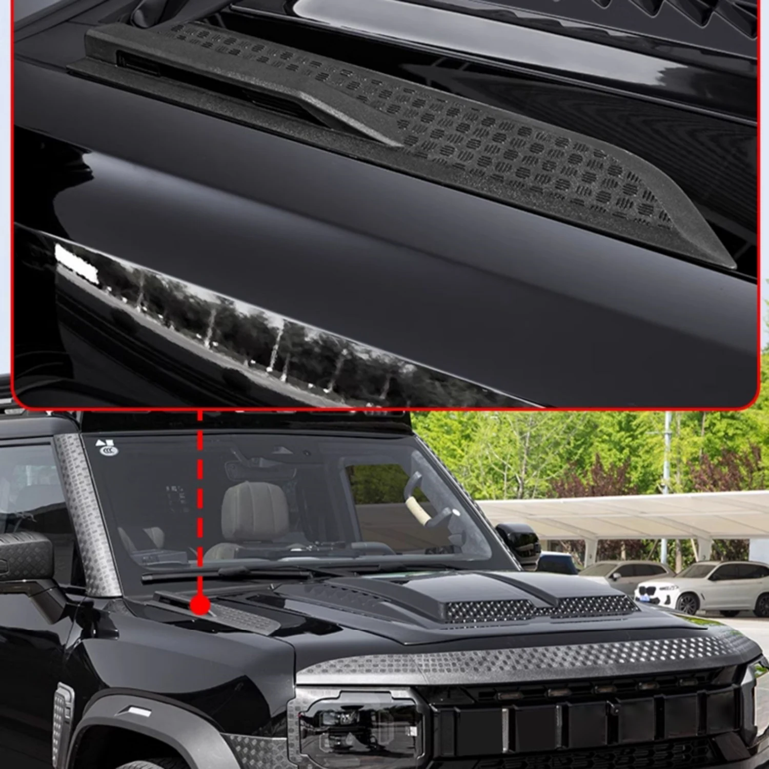 

Для Jetour Traveller T2 2023 2024 2025: Комплект из 2 накладок на капот из АБС-пластика