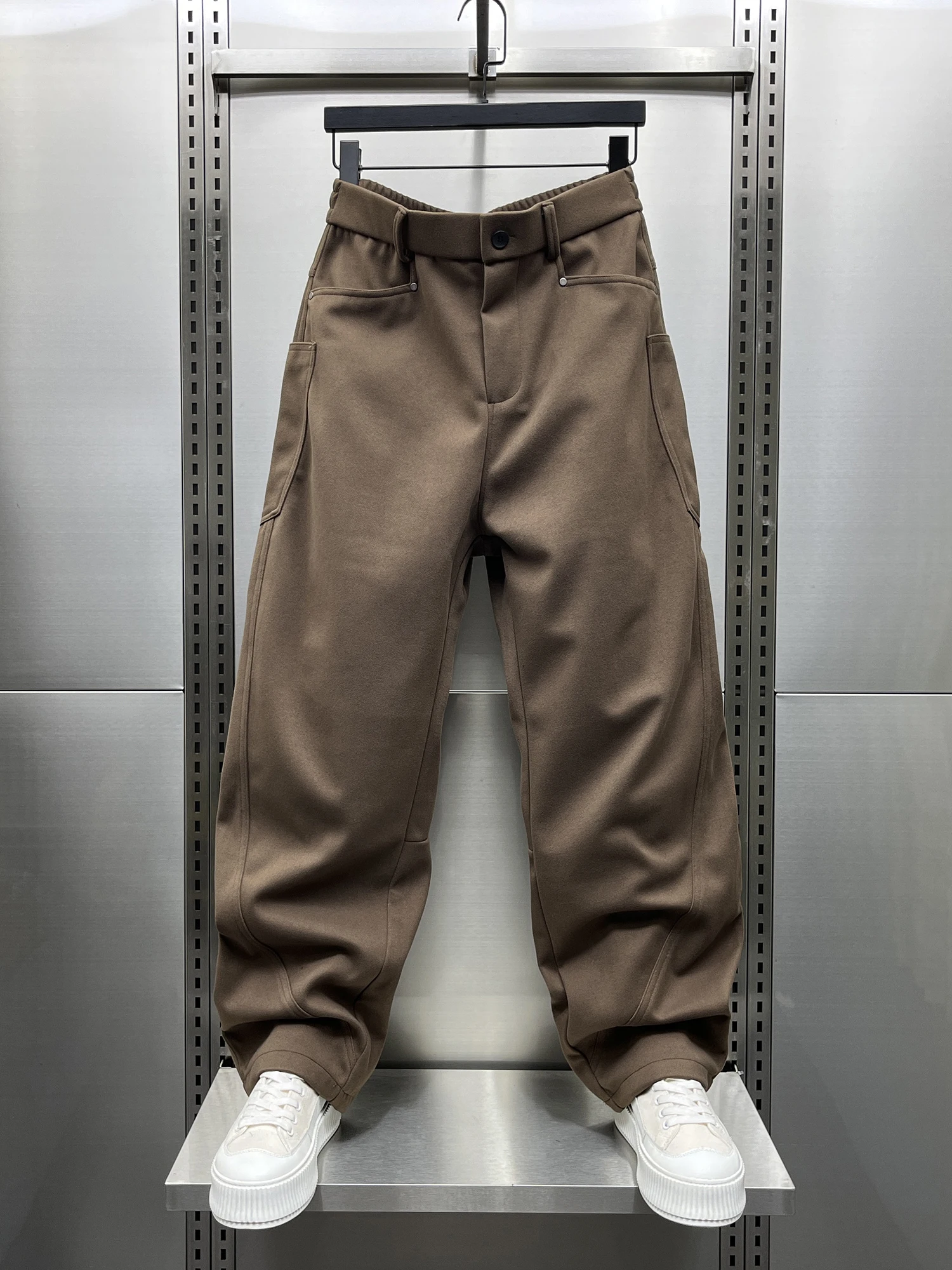 

Autumn Winter Men's Woolen Casual Pants Straight Leg Spor Youthful Pure Color Trendy Korean Brand Faionable Leisure Trousers