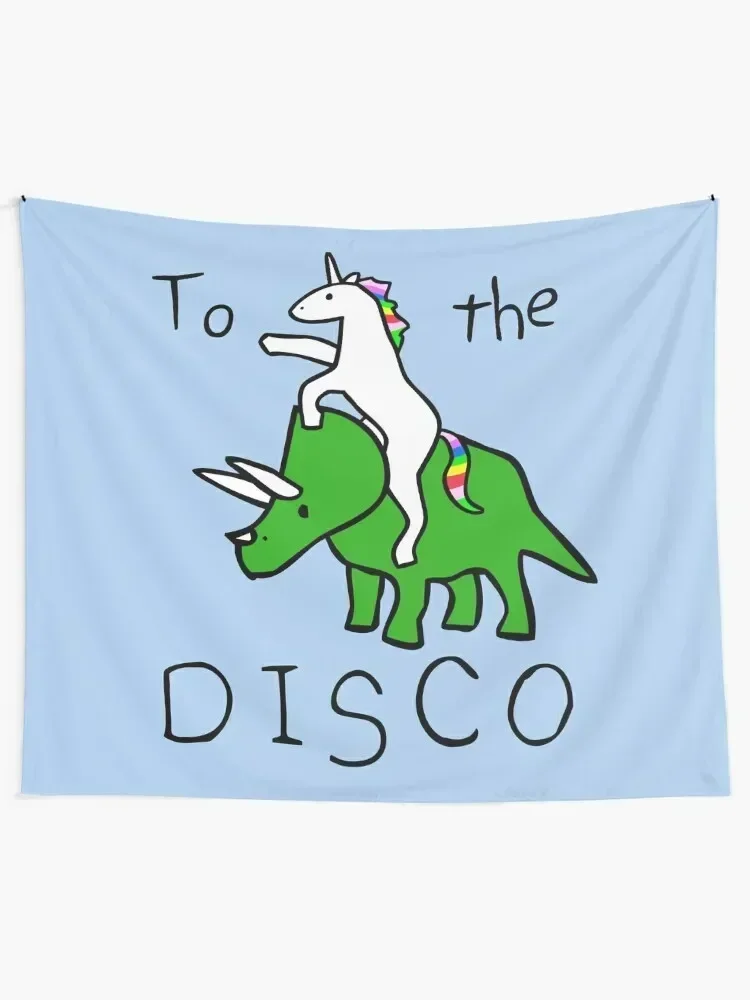 To The Disco (Unicorn Riding Triceratops) Tapestry Decoration Bedroom Bedrooms Decorations Aesthetic Room Decor Korean Tapestry