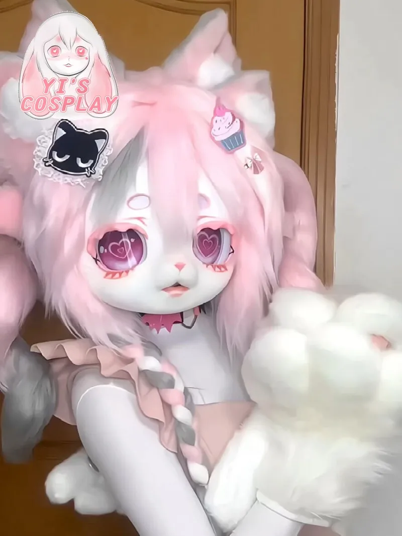 

Yis cosplay Custom Furry head Kigurumi Head Cosplay Kemono Fursuit Handmade Headsets Beast Customized Fursuit Kemono Head