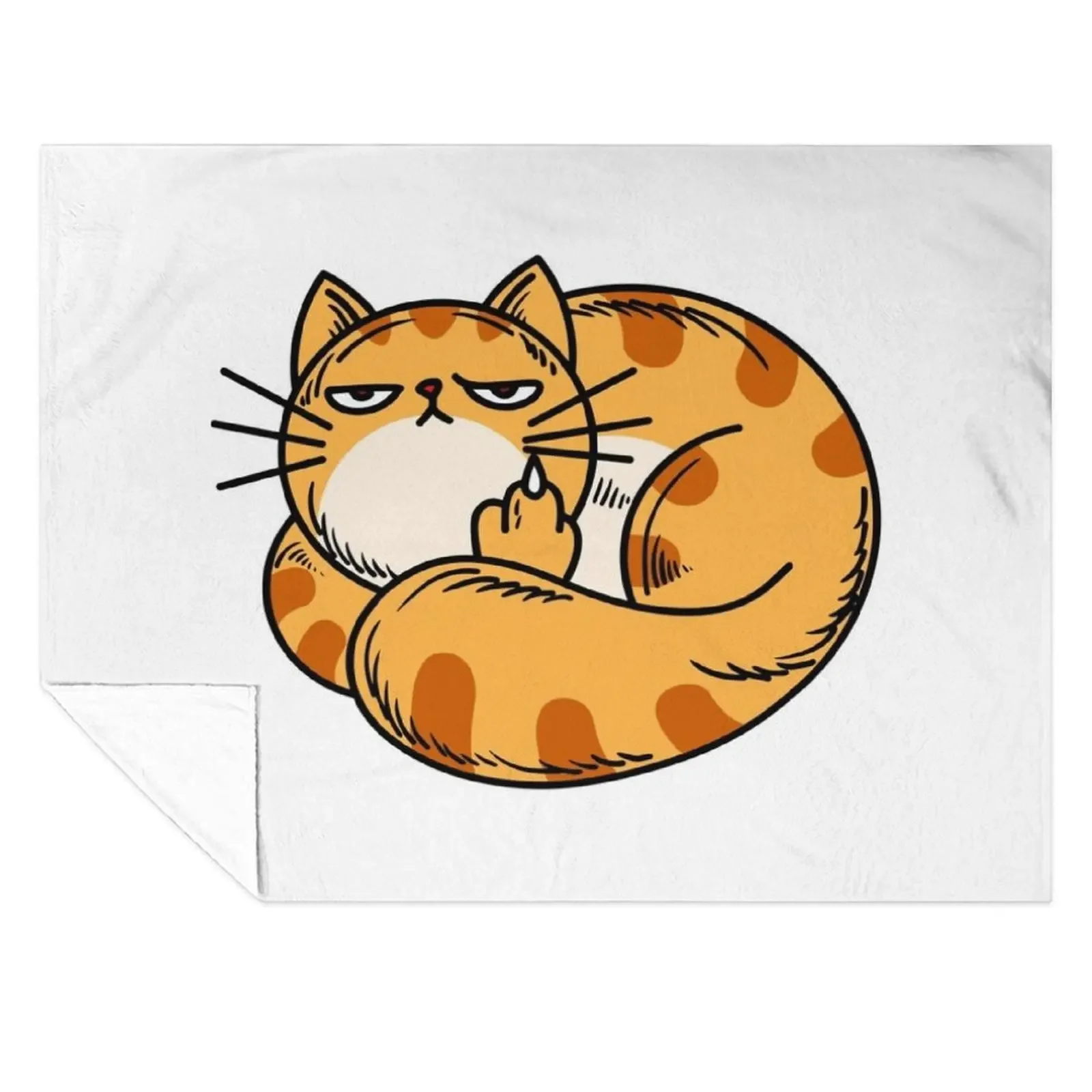 

Orange Cat Middle Finger Throw Blanket Blankets For Bed Large Furrys Moving Blankets