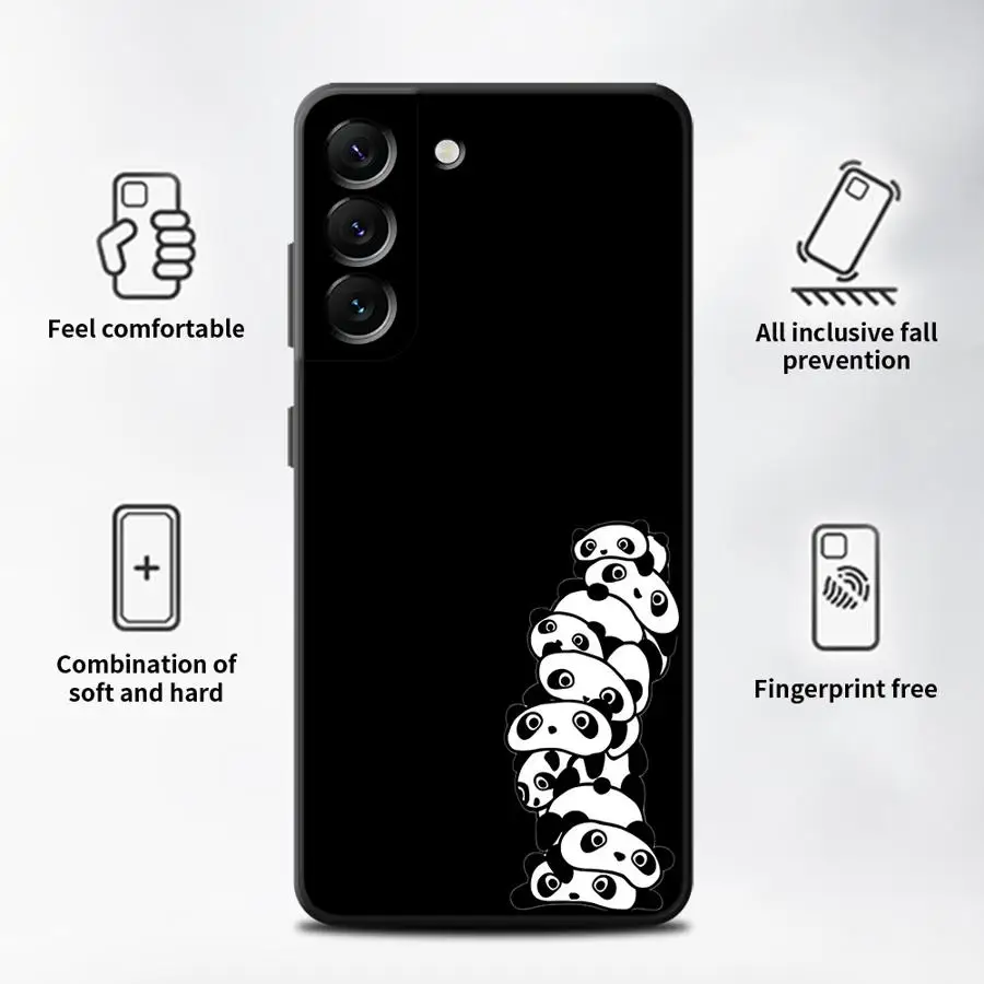 Phone Cover Case for Samsung Galaxy A57 A53 A35 A24 A32 A26 A55 A23 A37 A22 A52 A36 A25 A73 A51 A71 A72 Black White Panda - view 6