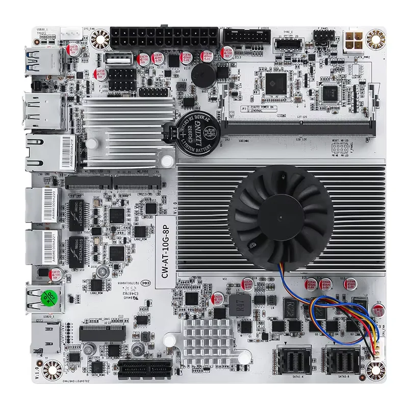 

Topton 8-Bay 10G NAS Motherboard Intel Core N150 i3-N300 1*10G 2*NVMe 2*2.5G LANs 2*SFF-8643 to 8*SATA PCIex1 Firewall Mainboard