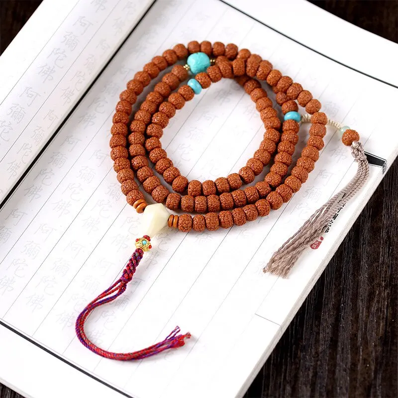 Chinese Style 10mm Dragon Scale Pattern Rudraksha Mala Beads Tibetan Retro Multi Layer Lucky Blessing Prayer Bracelet For Women