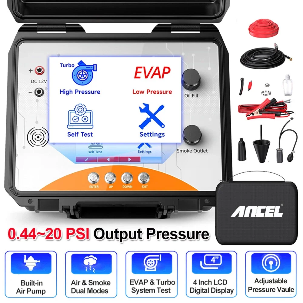 

ANCEL L8000 Car EVAP Smoke Machine Leak Tester Dual Mode Leak Diagnostic Turbo System Kit Detector Built-in Air Pump Analyzer