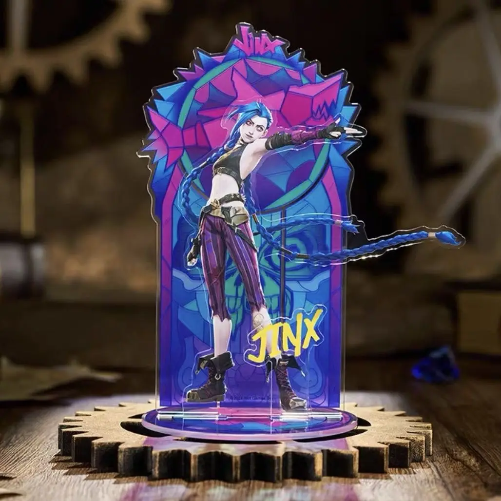 LOL غامض لوحة زخارف مكتب Jinx الدائمة السادس جمع حلية الإكسسوارات تأثيث المواد الاكريليك دمية نموذج لعبة مجوهرات