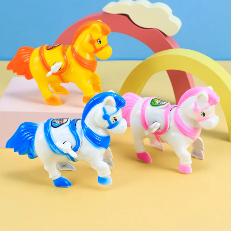 1 pz nuovo cartone animato carino pony divertente cavallo a carica giocattoli puzzle per bambini giocattoli a orologeria ragazzi/ragazze festa festa regalo di compleanno