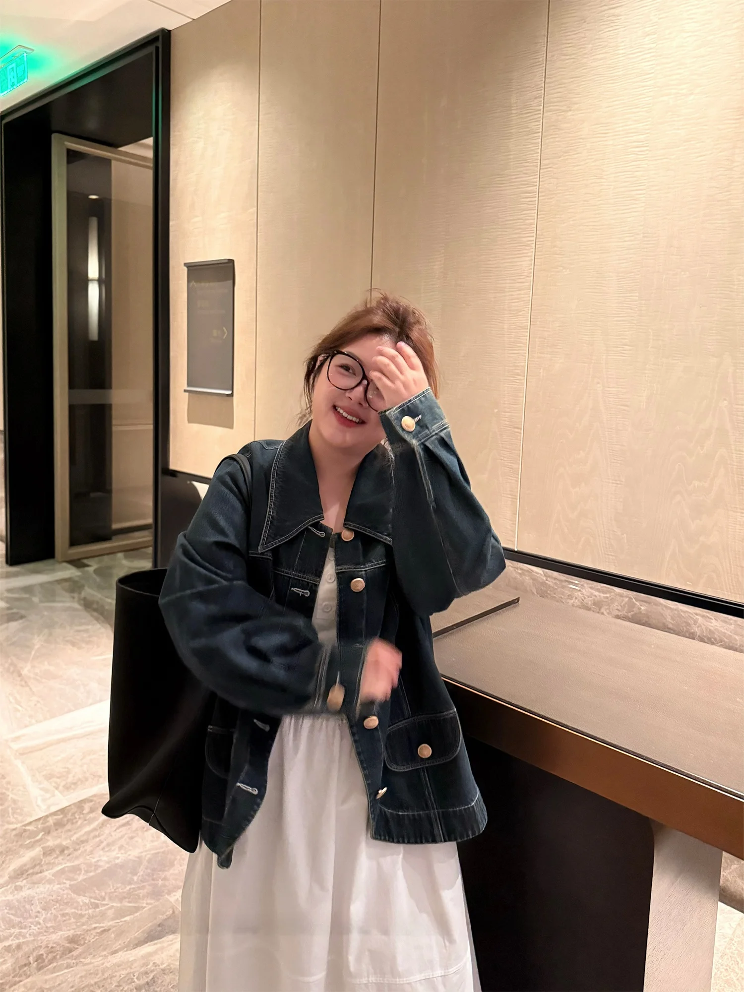 

Loose Fit Casual Denim Jaet for Women Spring High Street Office Wear Large Size Vintage PONGKIKI by Laozhang And Xiaopang