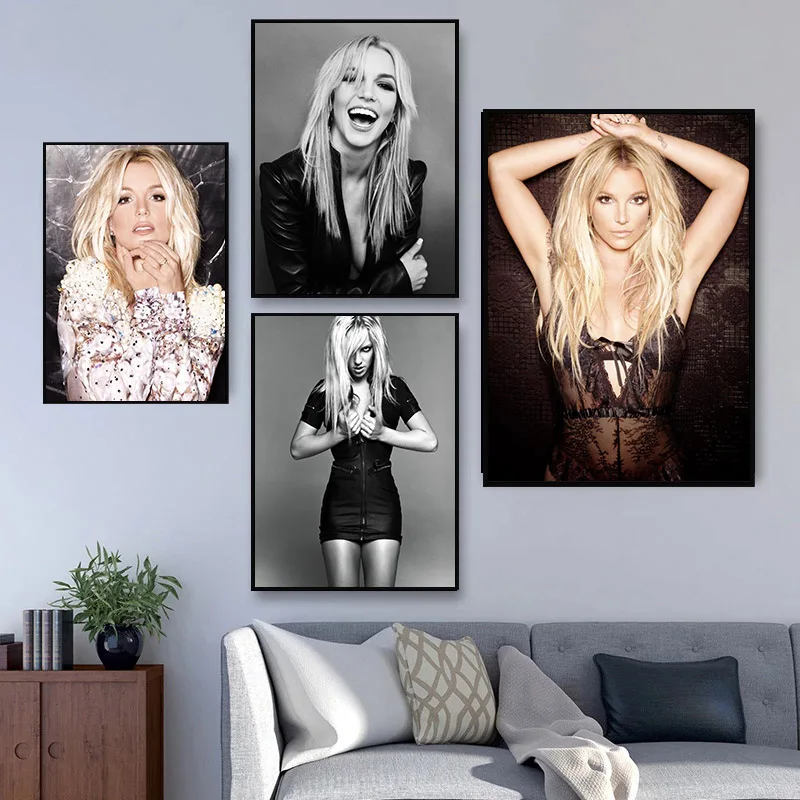 Britney Spears Poster Wall For Living Room Art Poster Decoration Satin Fabric Bright Colors No Frame Morden Print Wall