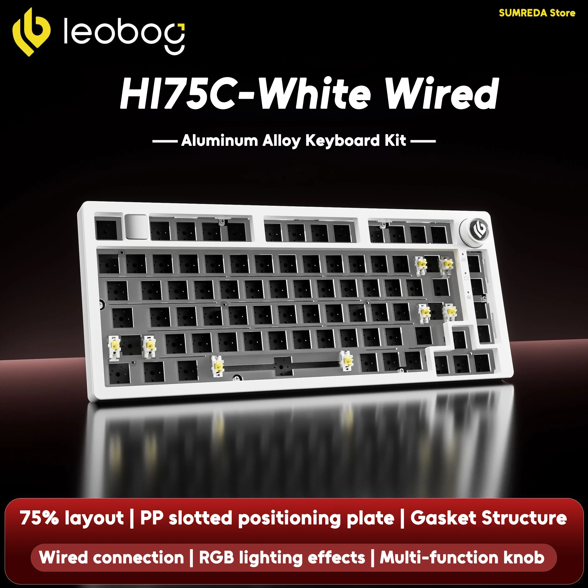 Leobog Hi75C Hi75C Pro Aluminium Draadloos Gaming Custom Mechanisch Toetsenbord Kit 75% Bluetooth 2.4G Bedraad Hotswap Gamer Toetsenbord