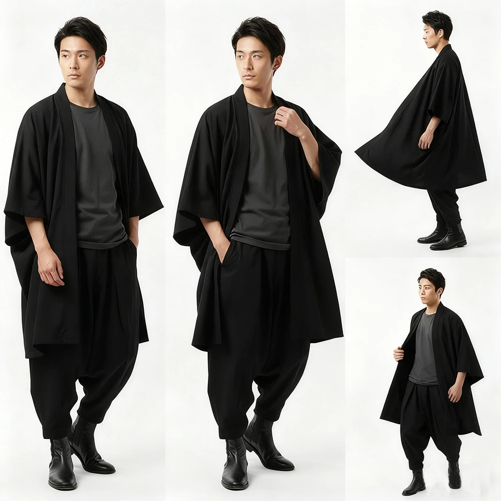

Japanese Samurai Yukata Long Robe Traditional Kimono Asian Street Style Jacket Cardigan Outerwear Halloween Christmas Costumes