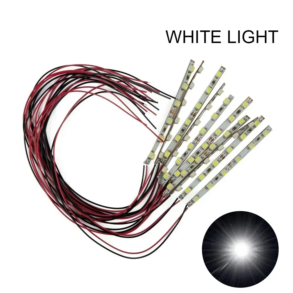 10pcs Pre Wired White Strip 6 Led LED Light Self-adhesive Flexible 12V~18V Perfect For Railway & Building Layout