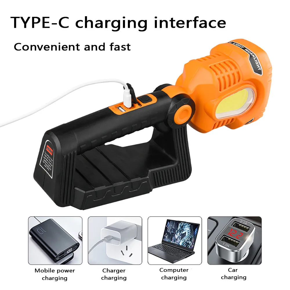 Rechargeable Spotlight, 2000lm LED Handheld Hunting Flashlight 4800mAh USB-C Searchlight Portable Camping Tent Emergency Torch