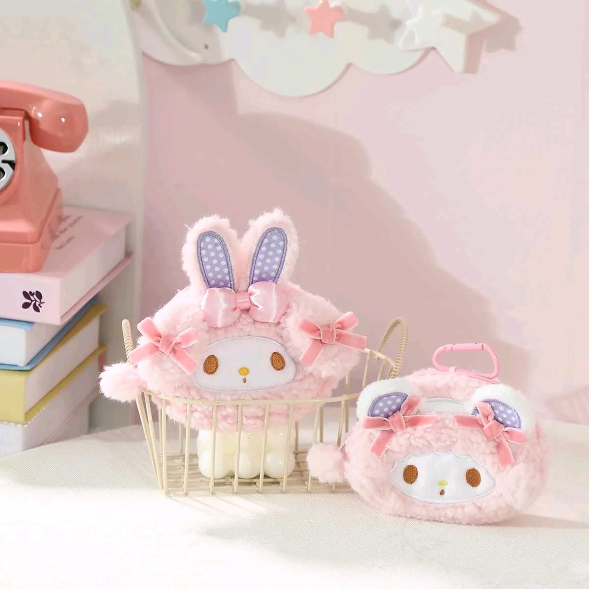 

Hot-selling Japanese and Korean Cartoon Ins-style Creative Coin Purse Pendant Keychain Plush Doll Retractable Card Holder