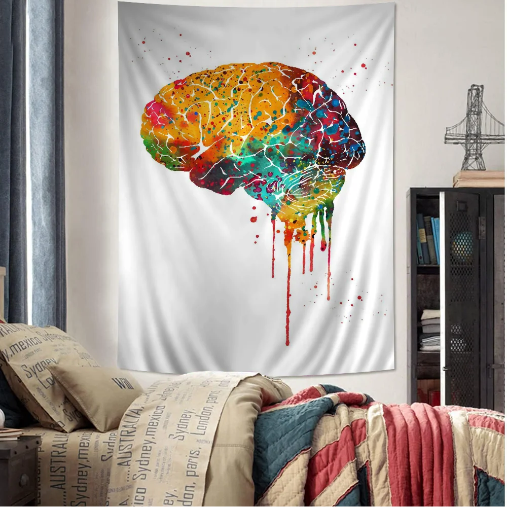 

Brain Abstract Art Painting Colorful Tapestry Wall Hanging Bohemian Wall Tapestries Mandala Wall Art Decor