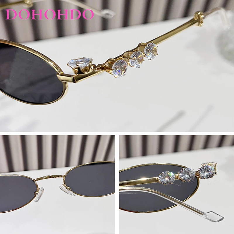 2025 Oval Rhinestone Euro-American Decor Fashion Sunglasses For Women Men Casual Gradient Glasses For Summer Beach Party UV400