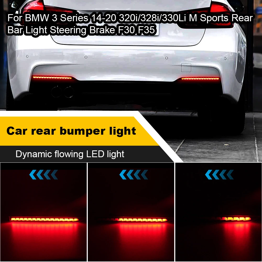 For BMW 3 Series 2014 2015 2016 2017 2018 2019 2020 320i/328i/330Li M Sports LED Rear Bumper Lamp Warn Brake Dynamic LED Light