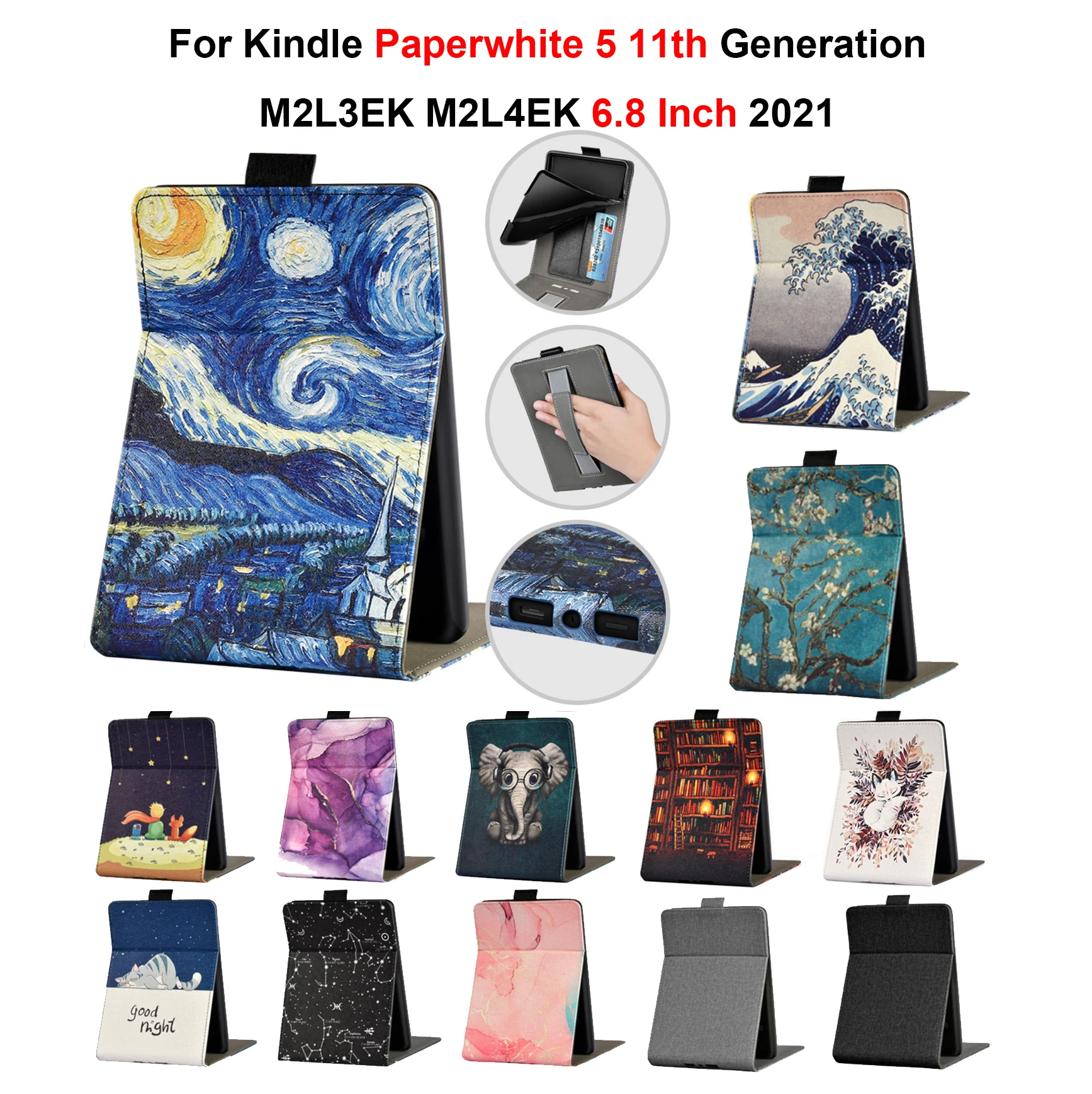 For Kindle Paperwhite 5 11th Generation 6.8 Inch 2021 M2L3EK M2L4EK Stand Case with Hand Belt Ebook Funda Auto Wake Sleep Cover