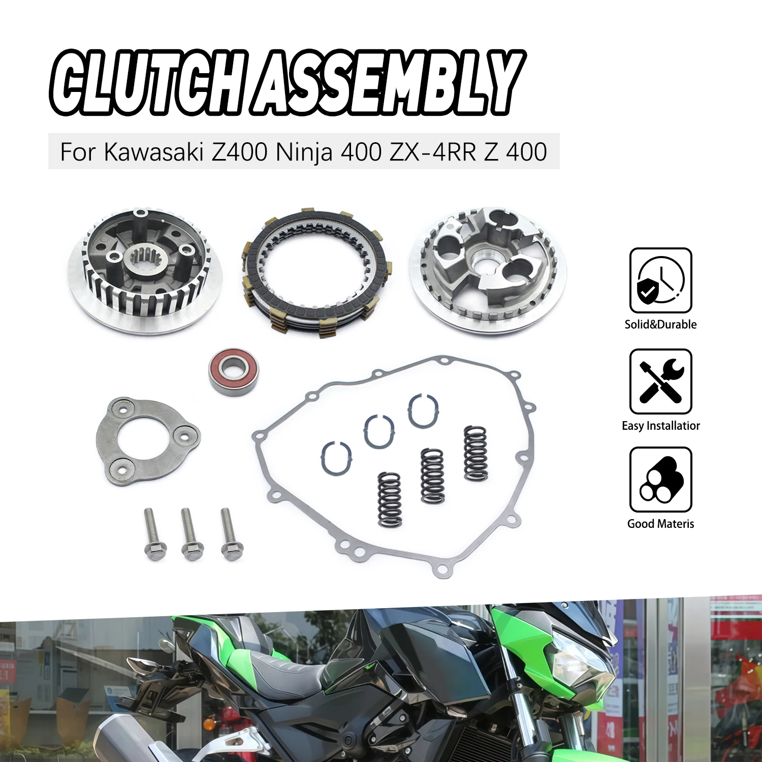 For Kawasaki Ninja 400 Ninja 400 2018-2024 Clutch Hub Pressure Plate Gasket Complete Kit Motorcycle Parts