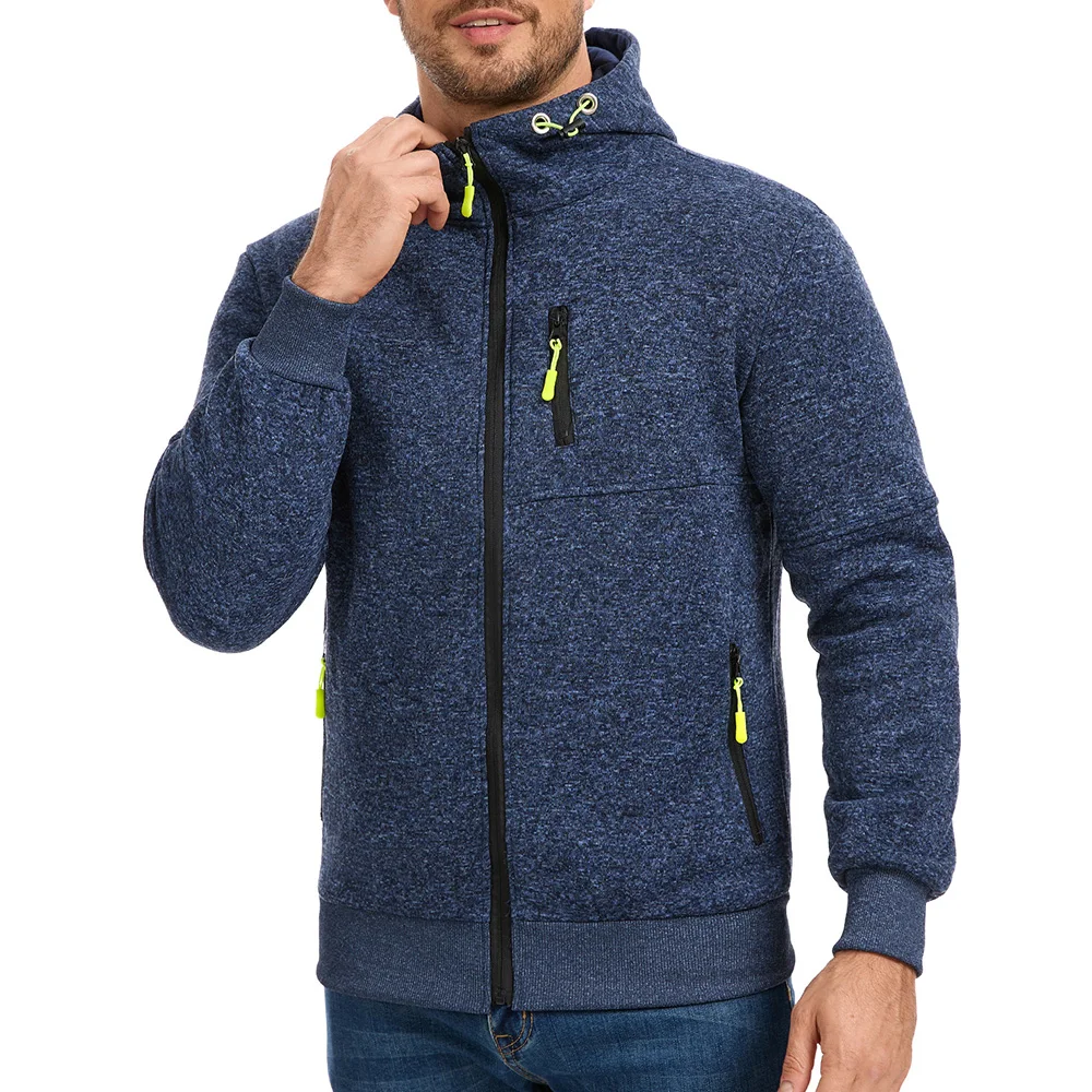 

Men's Hooded Zipper Sweatshirt Jacket Comfortable Simple Style Long Sleeve Casual Outwear Male Cozy Dailywear Spring Autumn