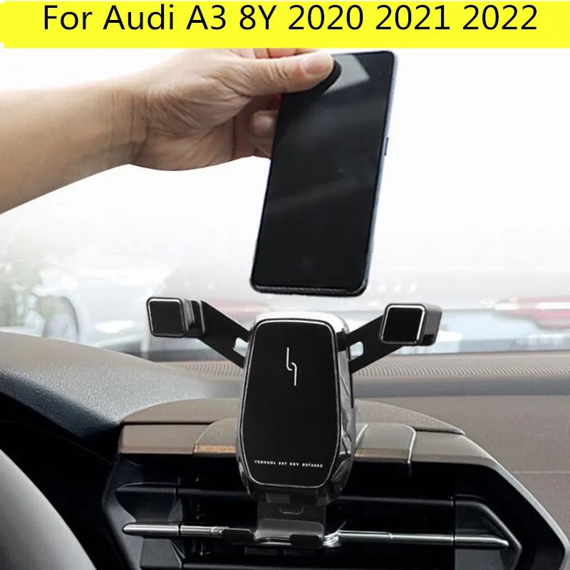 

For Audi A3 8Y 2020 2021 2022 Rotational Smartphone Mobile Phone Cellphone Holder Air Vent Sucker Bracket Stand Car Accessories