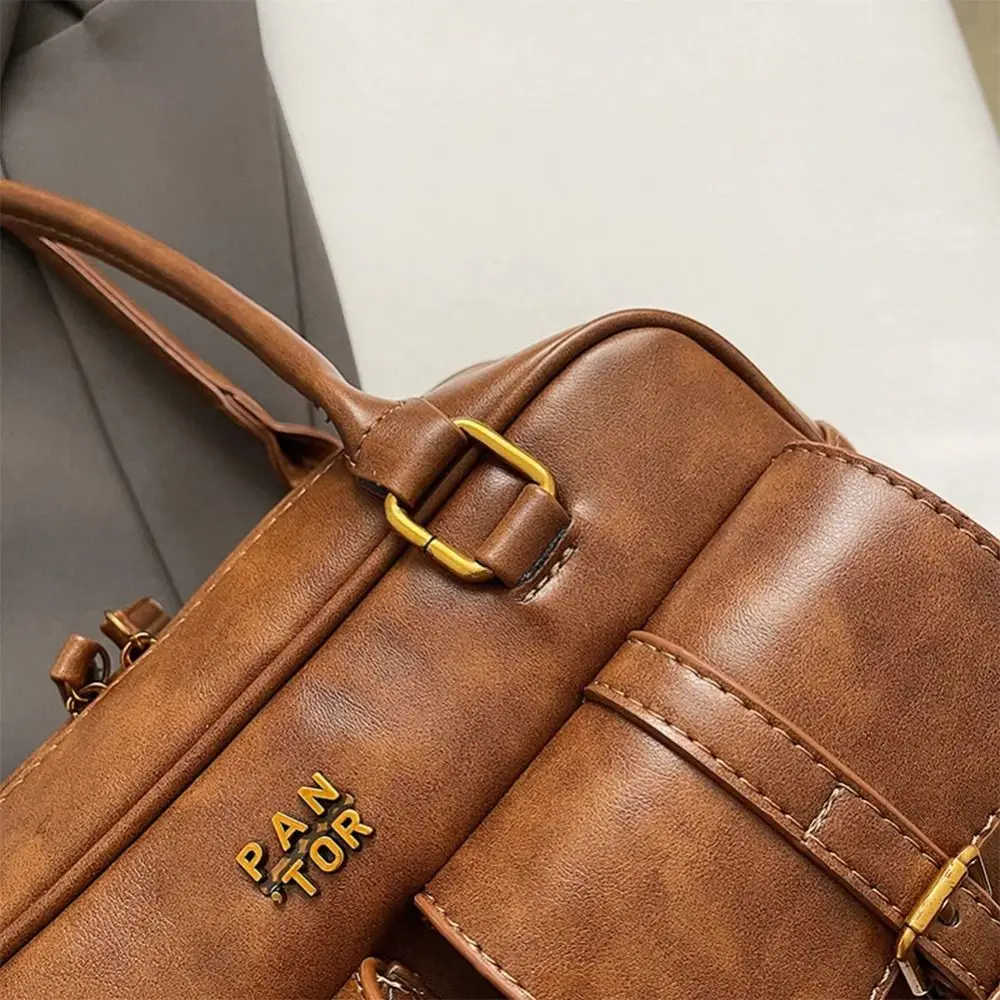 

Casual Korean Style PU Bowling Bag Handbag Patent Leather Pocket Boston Tote Bag French Style Solid Color Underarm Bag Women