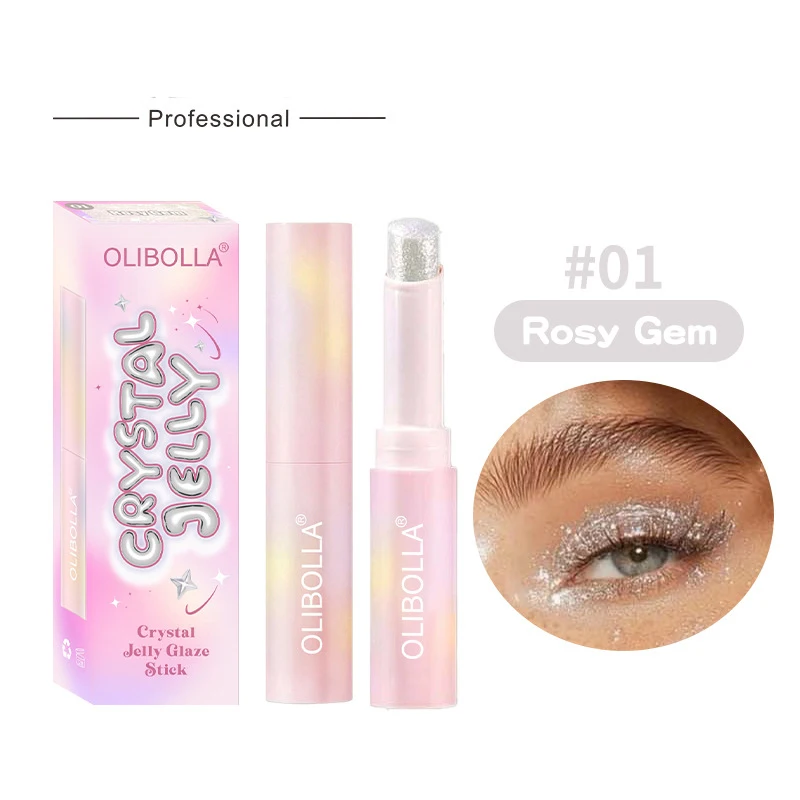 Destaque sombra de olho de longa duração hit cristal geléia sombra de olho de alto brilho super brilhante multi-cor sombra de olho destaque vara