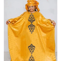 2024 Bazin Riche Long Dresses With Sacrf Boubou Sequnied Bazin Riche Dashiki Robe Top Quality African Women Bazin Clothing