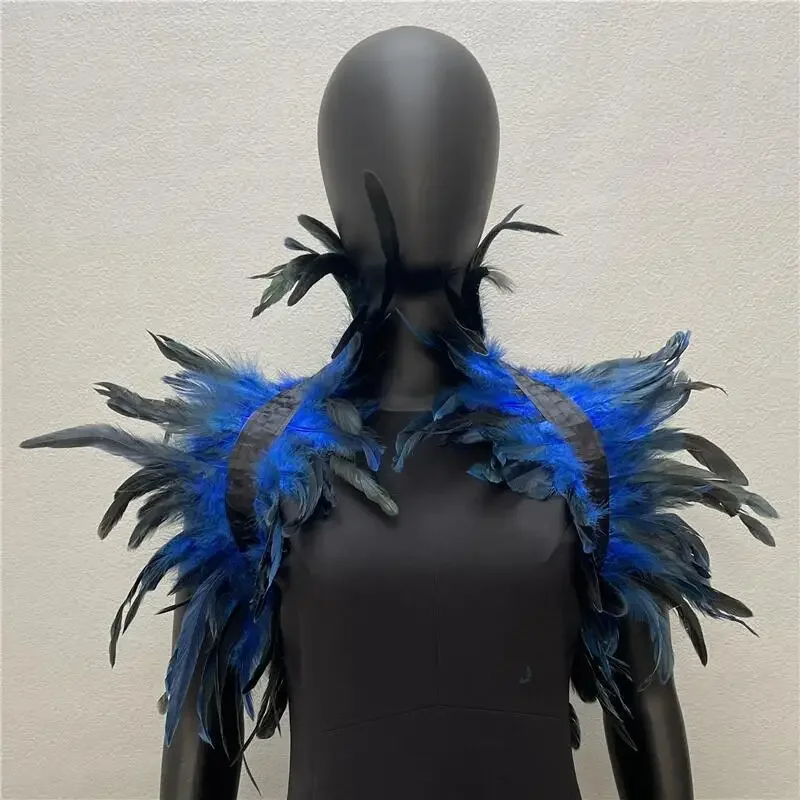 Piuma Shrug scialle gotico Punk piuma mantello piuma naturale Shrug scialle donna Halloween Cosplay Stage Show Costume