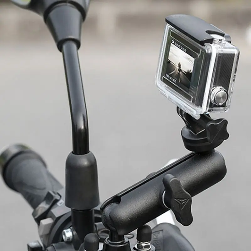 Motorcycle Bike Camera Holder Handlebar Rearview Mirror Mount Bracket 1/4 Metal Stand for Go-Pro Hero8/7/6/5/4/3+ Action Cameras