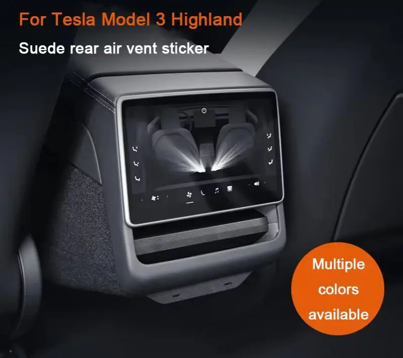 

Super Suede Interior Accessories For Tesla New Model 3 Highland 2024 Car Rear Air Outlet Trim Panel Cover Decorative Sticker
