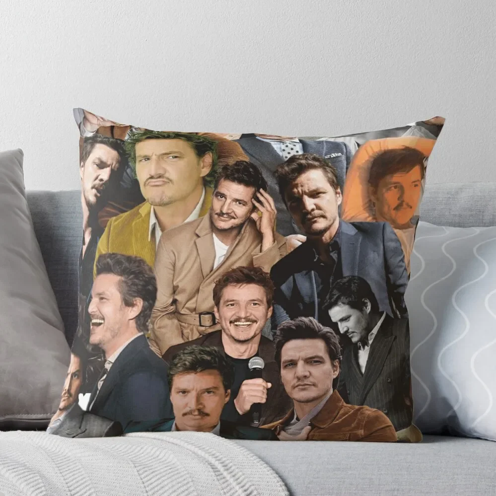 

pedro pascal photo collage Throw Pillow Bed pillowcases pillow cover christmas luxury throw pillow covers