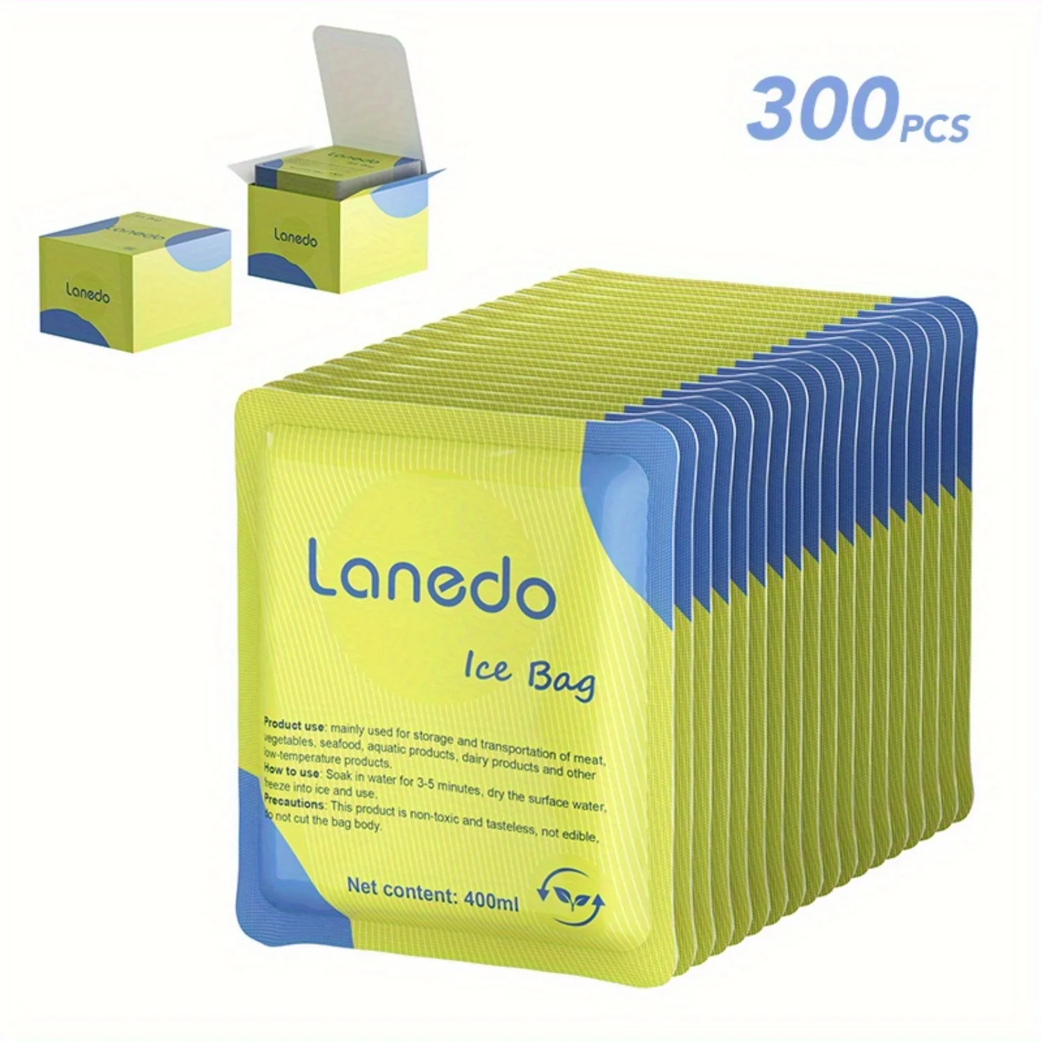 

300 ice packs with automatic water absorption, 400ml, low-cost cooling | keep food fresh and drinks cool