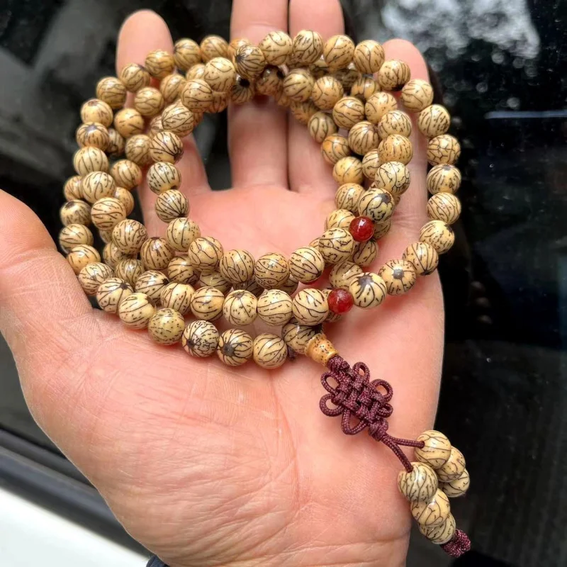 Natural Laoshan Silver String Bodhi108Bracelet Men's and Women's Multi-Circle Bodhi Seed Cultural Artifact Prayer Beads Bracelet